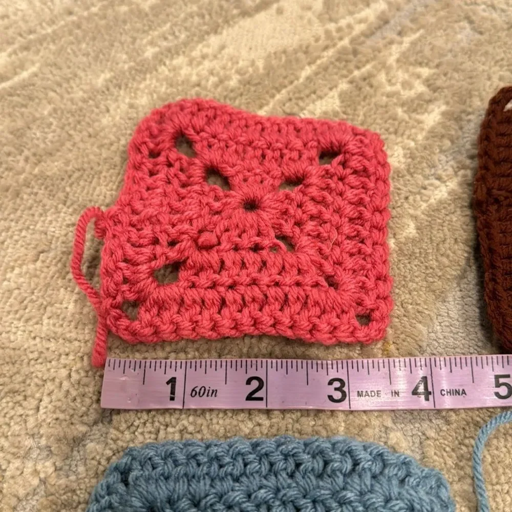 Granny Square Crochet Mug Coaster set of 8 one is little smaller most are 4by4